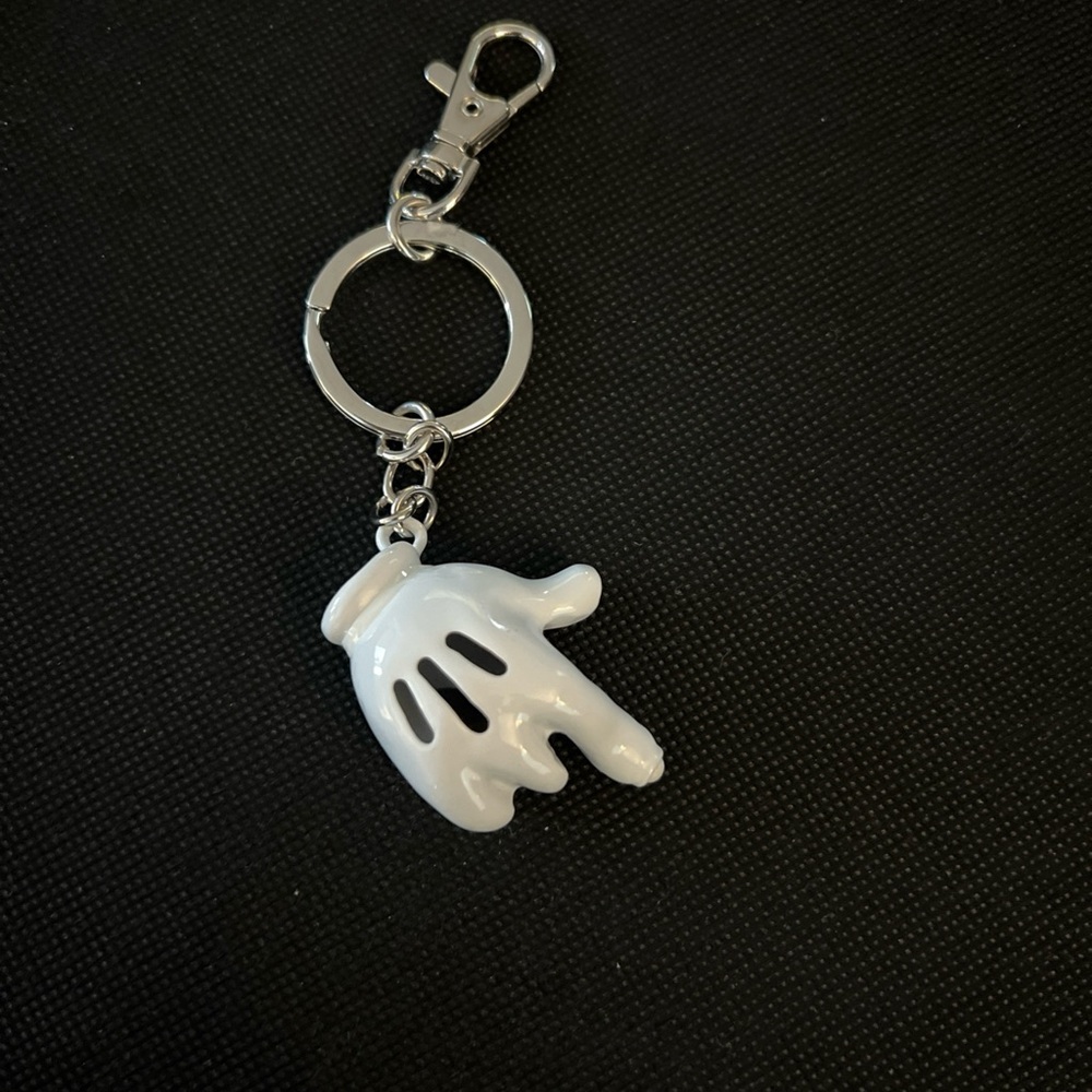 Disney White and Black Mickey Hand Keychain